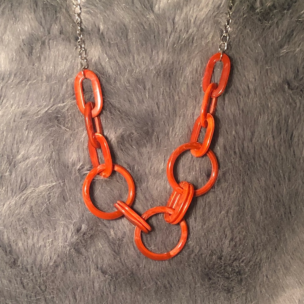 Brand New Paparazzi Orange Acrylic Necklace with Acrylic Earrings.